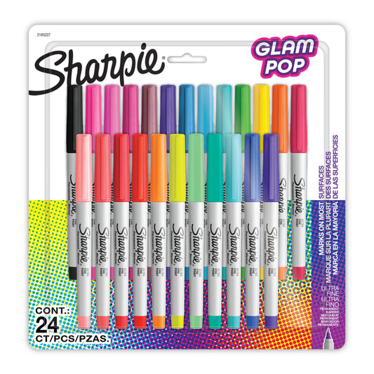 Sharpie Permanent Markers - Ultra Fine Point - Assorted Colours - 24 Pack