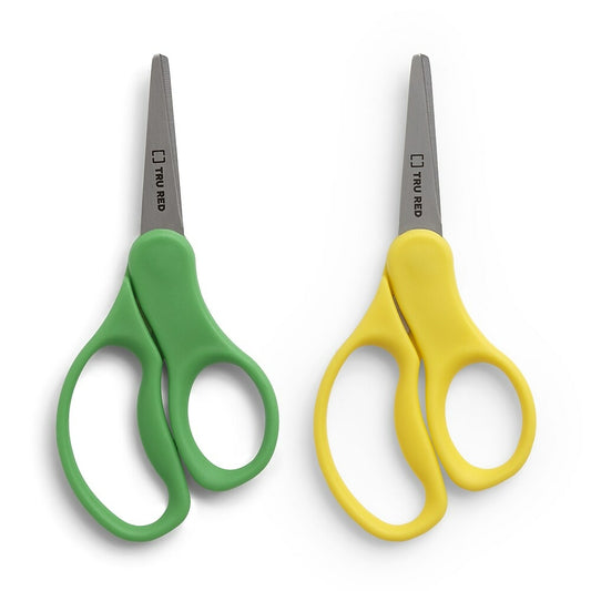 TRU RED 5" Kids Pointed Tip Stainless Steel Scissors - Straight Handle - 2 Pack