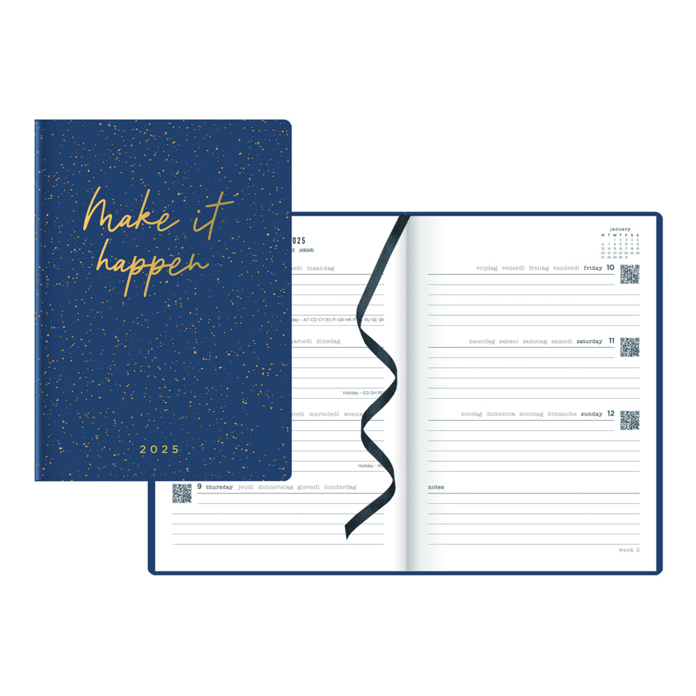 Letts 2025 Inspire Week to View Planner - 8 1/4'' x 5 7/8'' - Navy - Multilingual