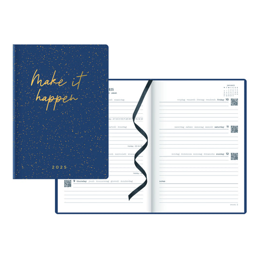 Letts 2025 Inspire Week to View Planner - 8 1/4'' x 5 7/8'' - Navy - Multilingual