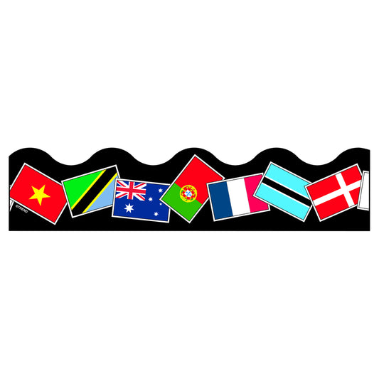 TREND Enterprises Terrific Trimmers - 2.25" x 39" - World Flags - 12 Pack