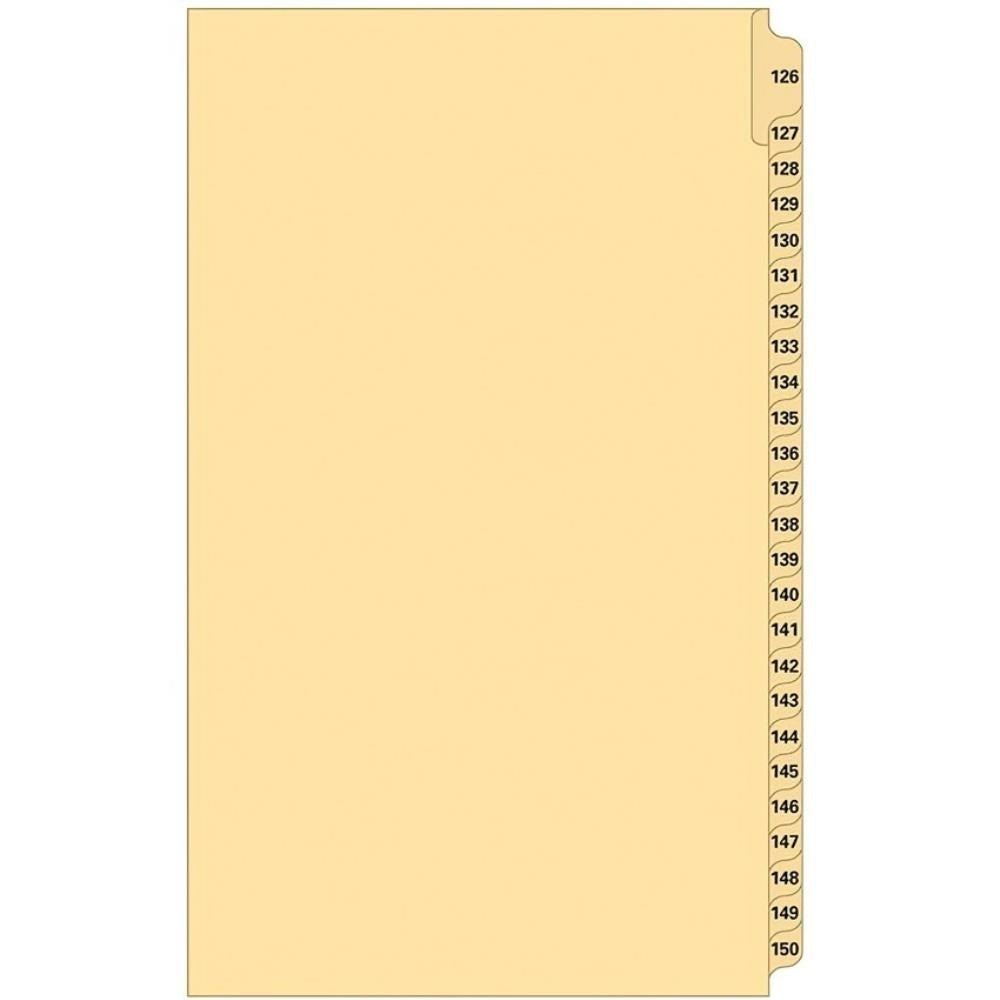 Supreme Litigation Tabs 25th Cut Numeric Set 14" Buff #126-150