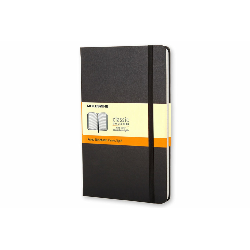 Moleskine Classic Black Hard Cover Large Ruled Notebook, 5" x 8-1/4"