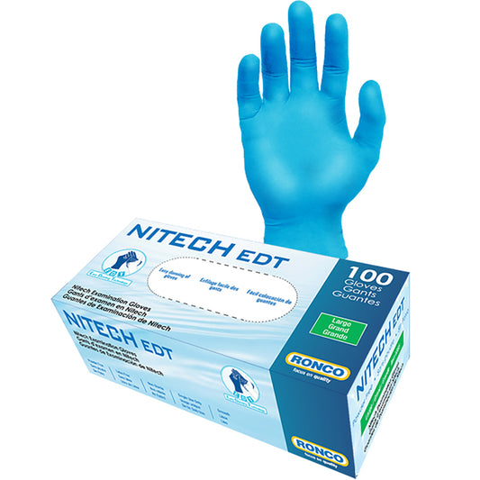 Ronco Nitech Examination Gloves - Blue - Large - 100 Pack