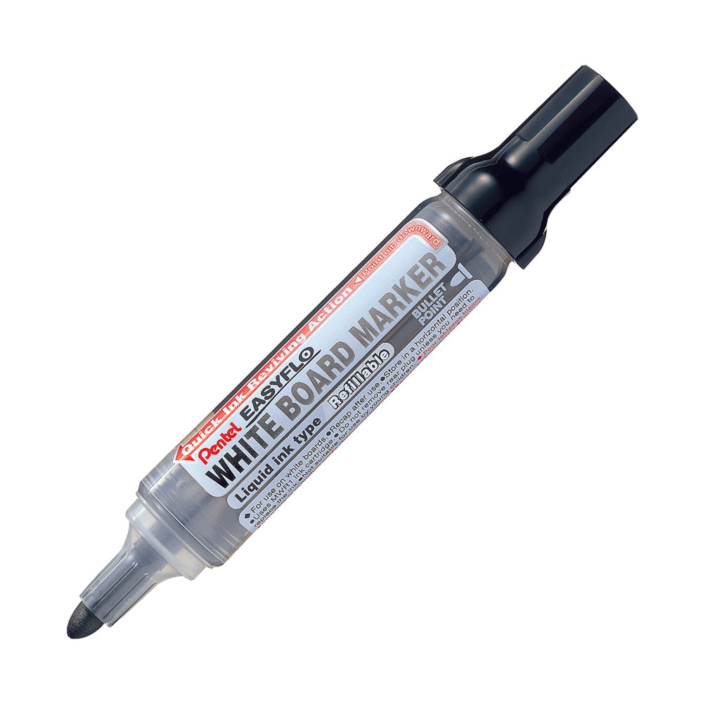 Pentel Easyflo Refillable Whiteboard Marker - Bullet Point - Black - 12 Pack