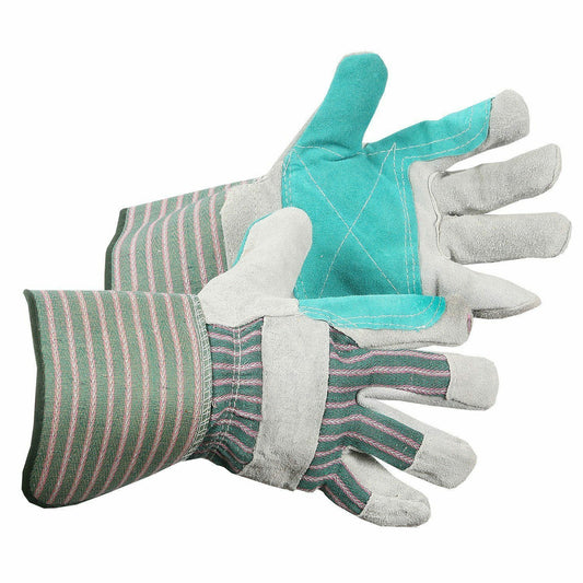 Forcefield Split Leather Double Palm Work Gloves with Extended Cuff - One size