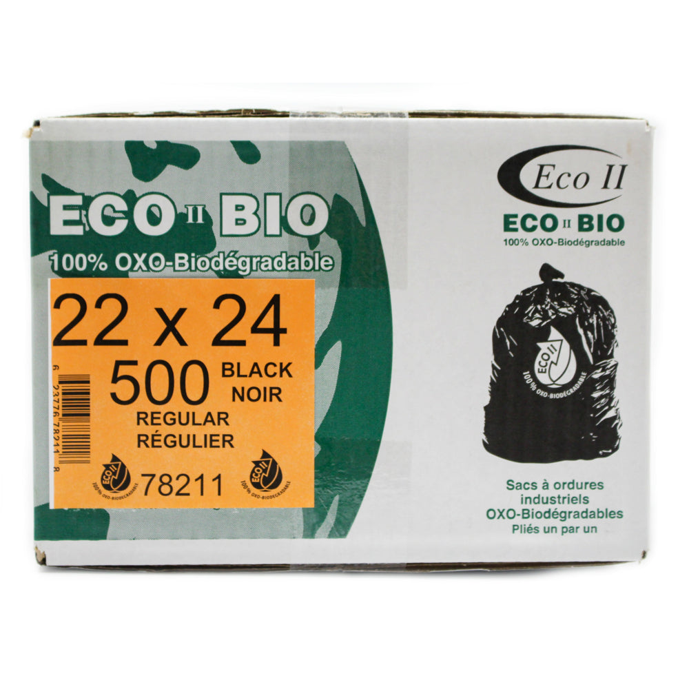 Sacs poubelles oxo-biodégradables Eco II - Industriels - 22" x 24" - Noirs - Paquet de 500