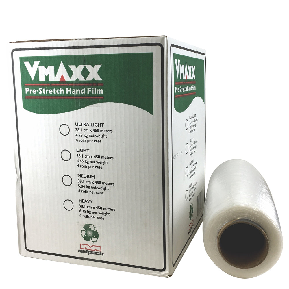 Vmaxx Prestretch Hand Wraps - Light - 15" x 1476' -  4 Pack