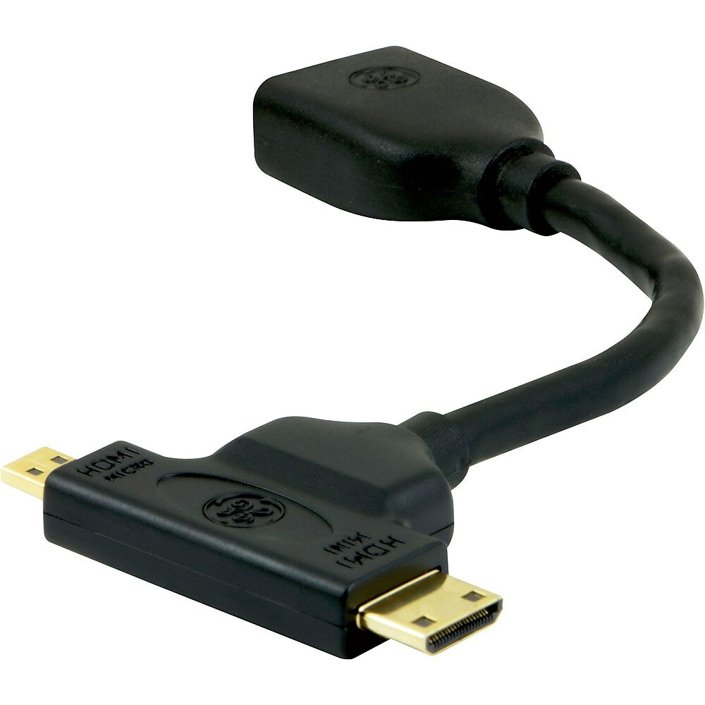 Staples 6" Mini + Micro HDMI to HDMI Adapter, Black