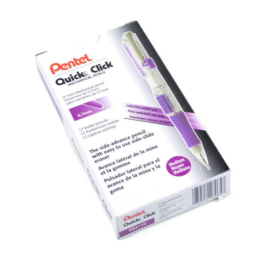 Pentel Quick Click Mechanical Pencils - 0.7mm - Violet Barrel - 12 Pack
