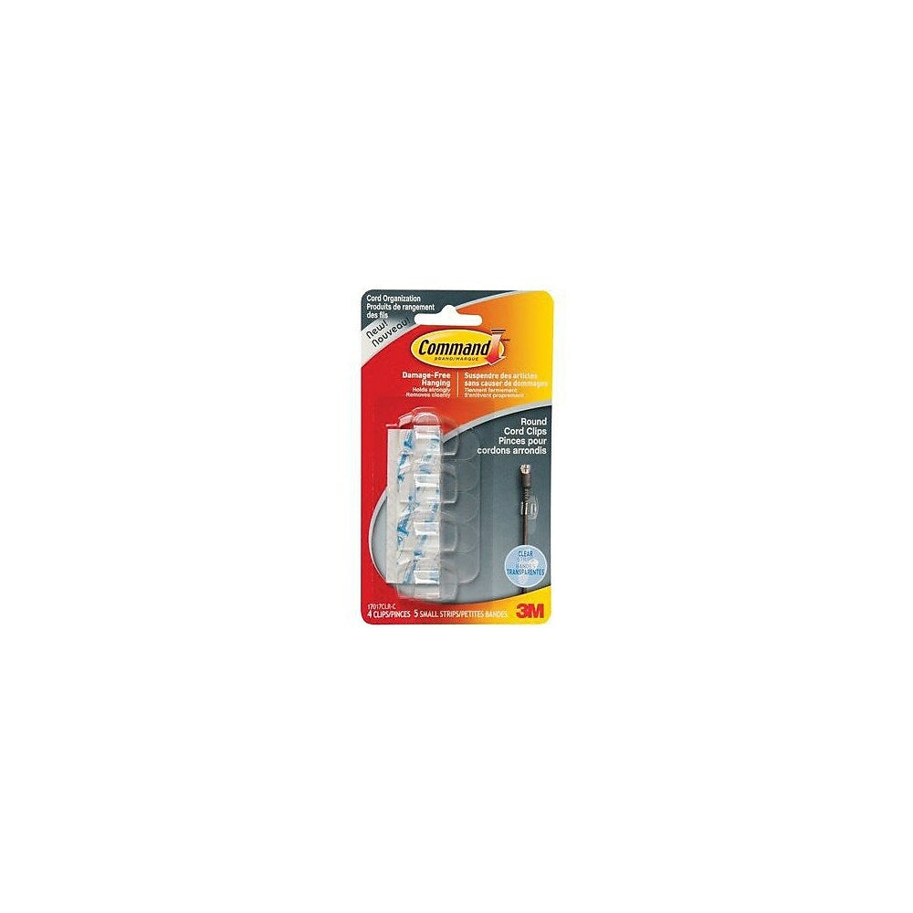 Command Clear Round Cord Clips with Clear Strips