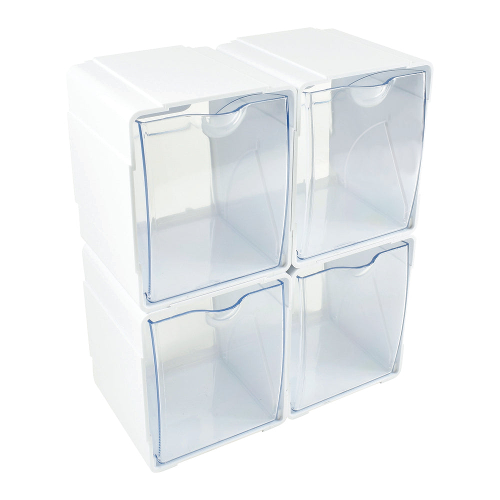 Organiseur de rangement emboîtable Deflecto Tilt Bin - Blanc - Lot de 4
