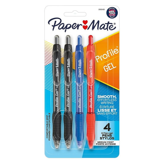 Paper Mate Profile Gel Pen - 0.7mm - Assorted - 4 Pack
