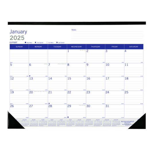 Blueline 2025 DuraGlobe Monthly Desk Pad Calendar - 22" x 17" - English