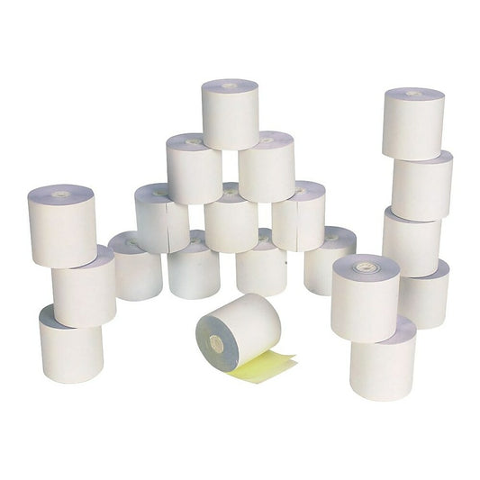 Rouleau de papier Staples, 2 plis, autocopiant, 2-1/4" x 75', paquet de 12, blanc/canari