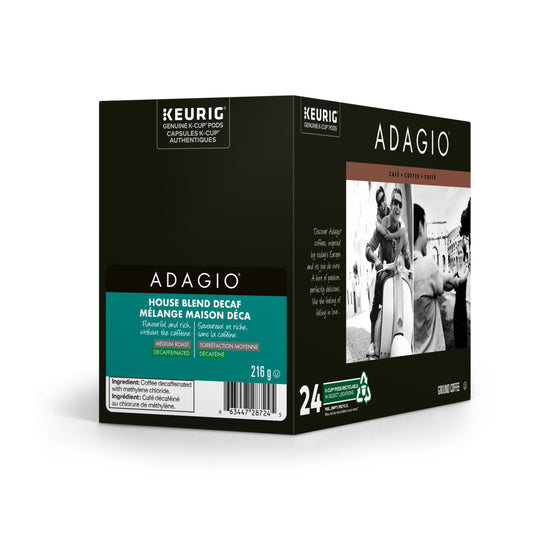 Capsules K-Cup de café Adagio Decaf House Blend - Torréfaction moyenne - Paquet de 24