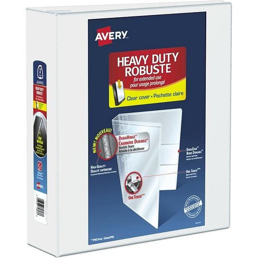 Classeur robuste Avery, anneau en D verrouillable One Touch, taille 7,6 cm, blanc (79793)