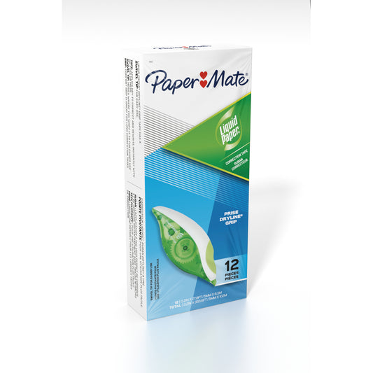 Ruban correcteur Papermate Liquid Paper DryLine Grip, paquet de 12