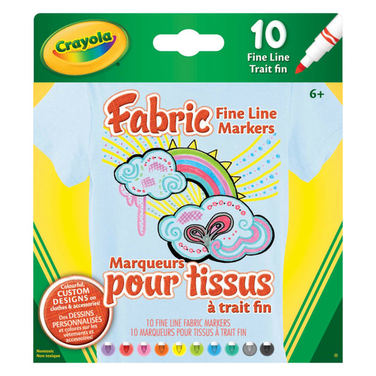 Crayola Fabric Fine Line Markers - 10 Pack
