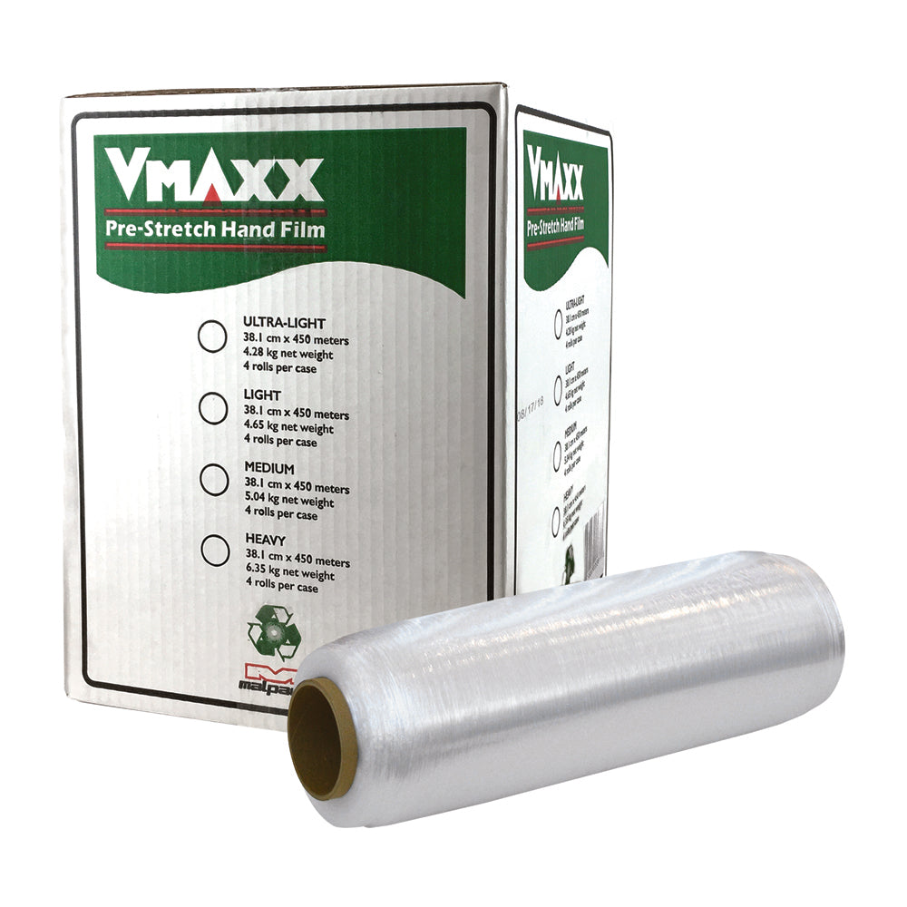 Malpack Vmaxx Pre-stretch Hand Wrap Light - 18" x 1476' - Light - 60 Gauge - Clear - 4 Pack