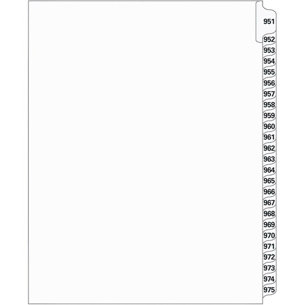Supreme Litigation Tabs 25th Cut Numeric Set 11" White #951-975