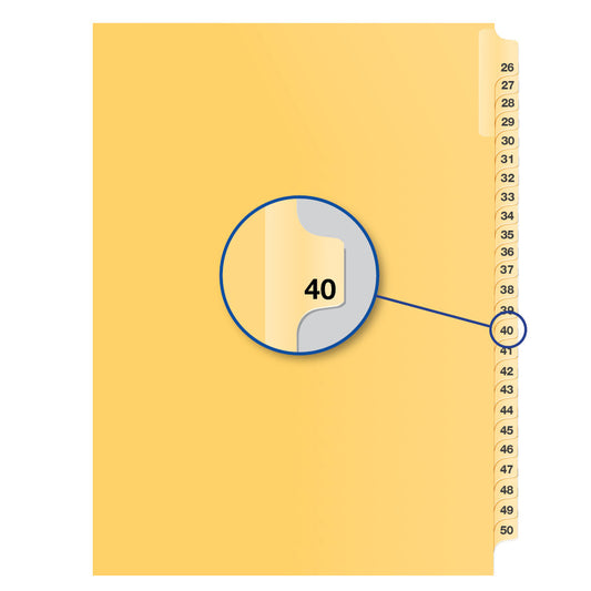 Legal Exhibit Dividers Buff #40 Letter Size, Pack of 25