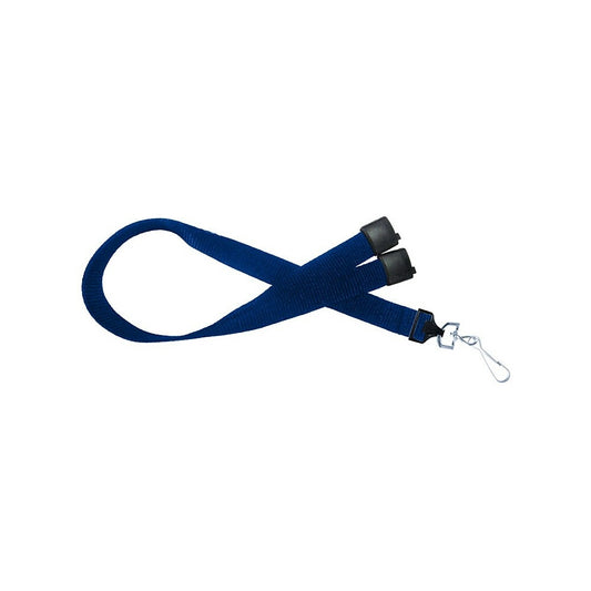 Beslayn Heavy Duty 5/8" Flat Ribbed Polyester Breakaway Lanyard With Nickel-Plated Steel Swivel Hook, Royal Blue, 50 Pack
