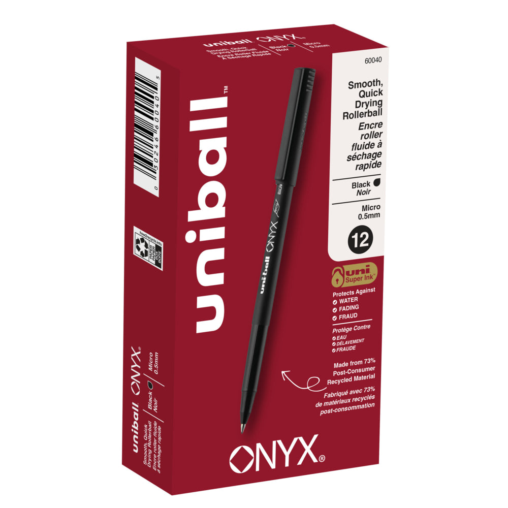 uni-ball ONYX Rollerball Pens - Micro Point (0.5mm) - Black