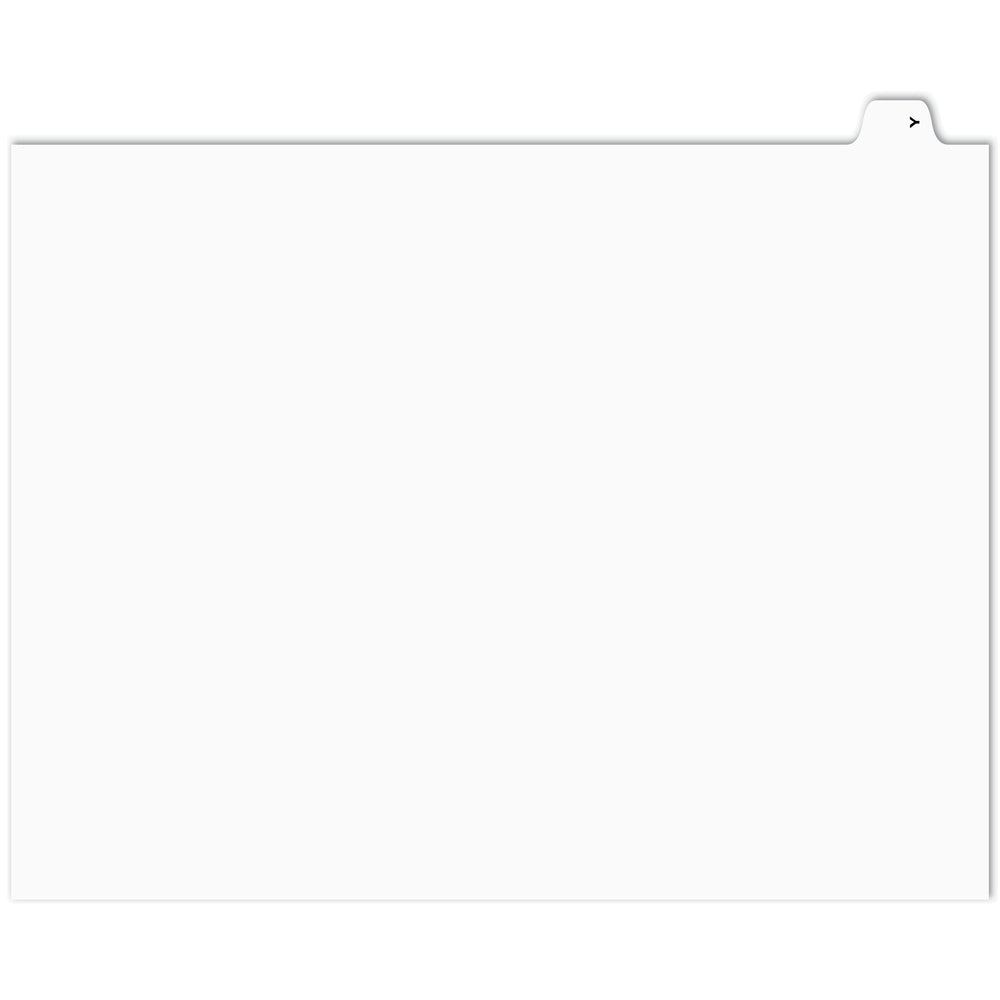 Apak Alphabetical Index Tabs - Letter Y - White - 8 1/2" x 11" - 1/26th Cut - 110 lb. - Unpunched - 25 Pack