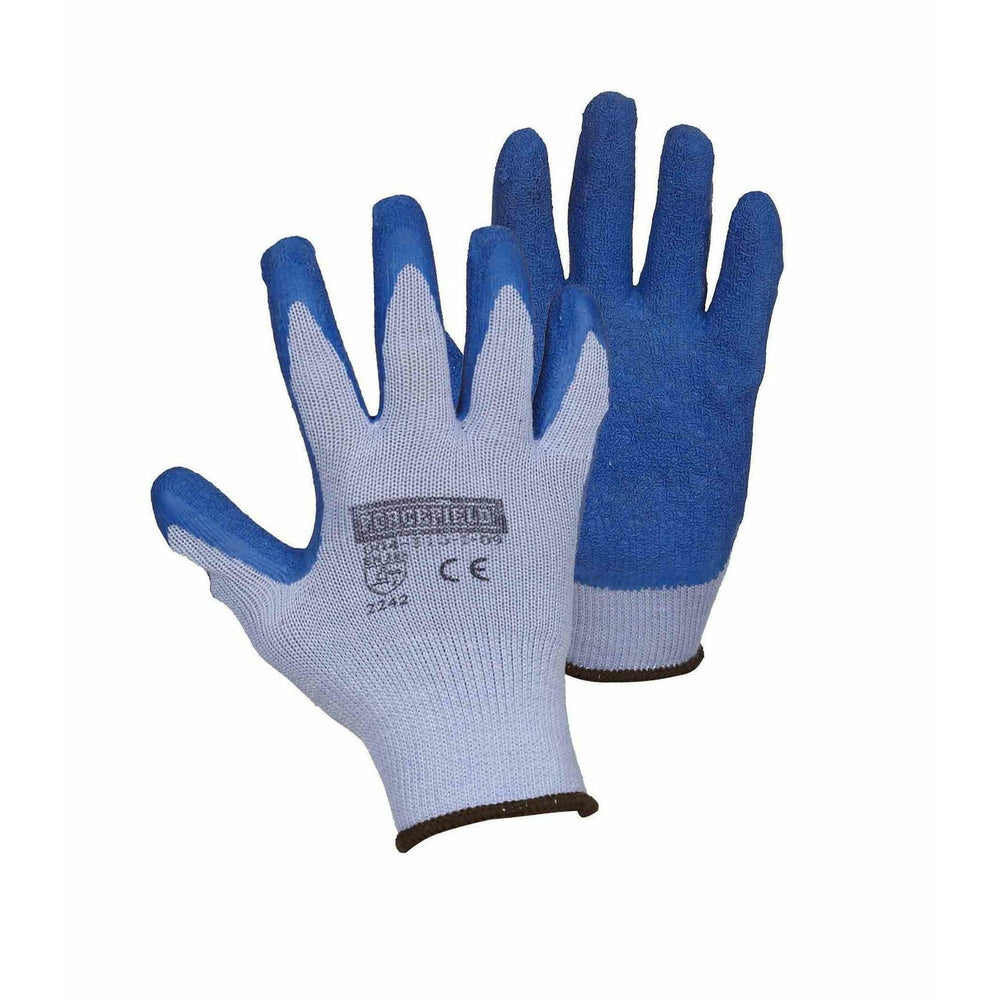 Gants Forcefield en latex bleu avec paume enduite - Doublure en tricot polyester - Finition froissée - Taille L