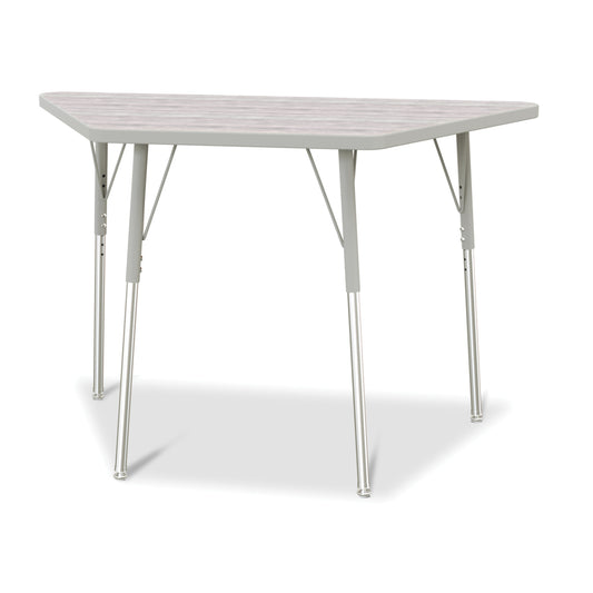 Jonti-Craft Berries Trapezoid Activity Table - 24" x 48" - 24-31"H - Driftwood Grey/Grey