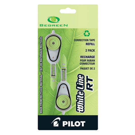 Recharges de ruban correcteur rétractable Pilot BeGreen Whiteline - Lot de 2