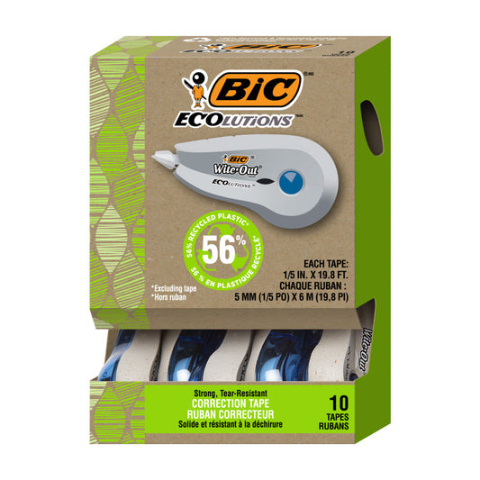 BIC ECOlutions Wite-Out Brand Correction Tape - 6 Meters - 10 Pack