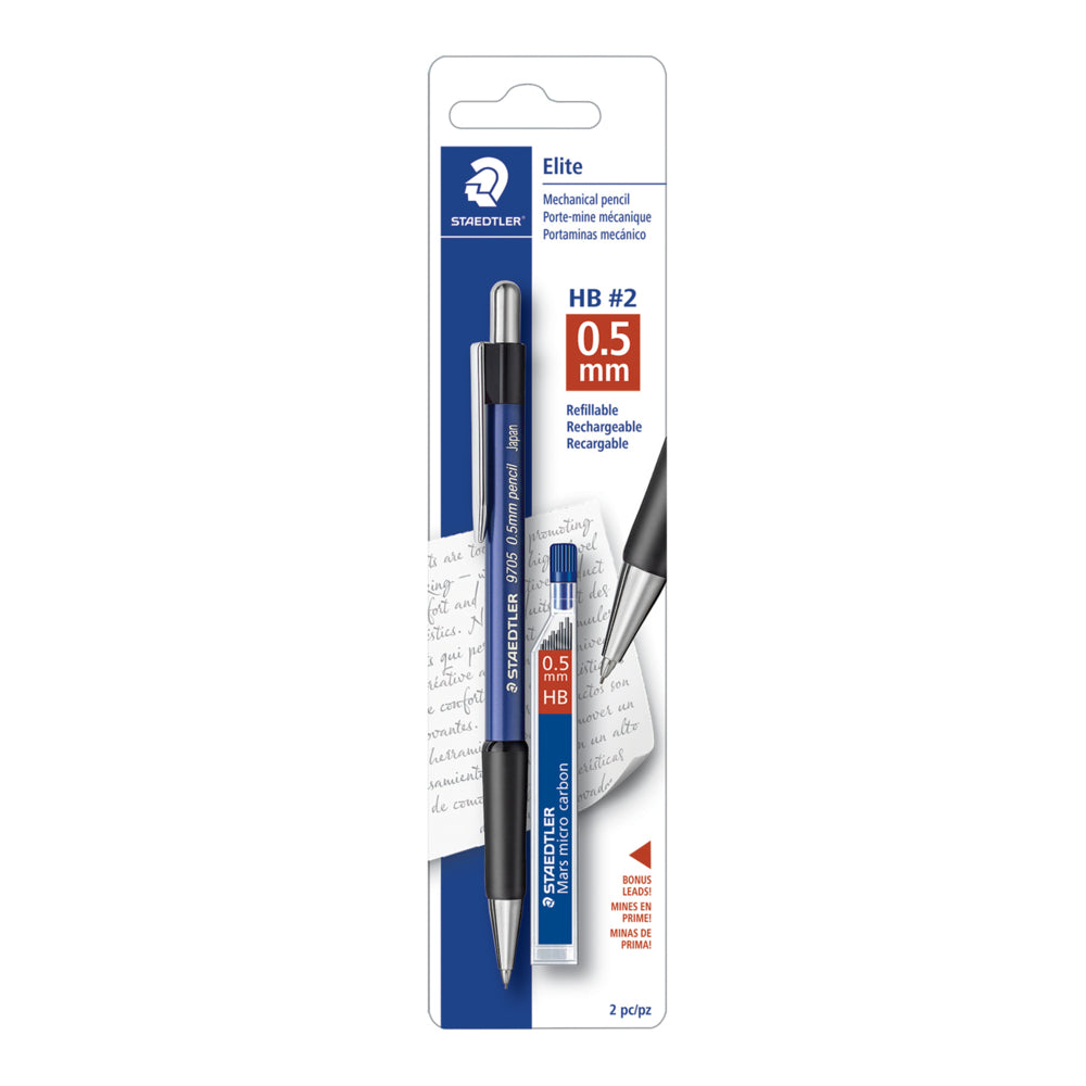 Crayon mécanique Staedtler Elite avec tube de 12 mines - 0,5 mm - Lot de 2