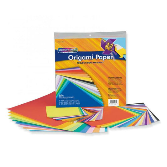 Creativity Street Origami Paper, Assorted Colors, up to 9-3/4" x 9-3/4", 55 Sheets