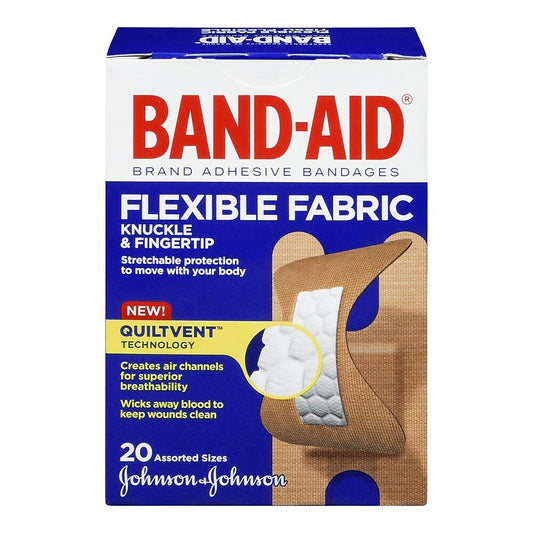 BAND-AID Brand Flexible Fabric Bandages, Knuckle and Fingertip, 20 Pack