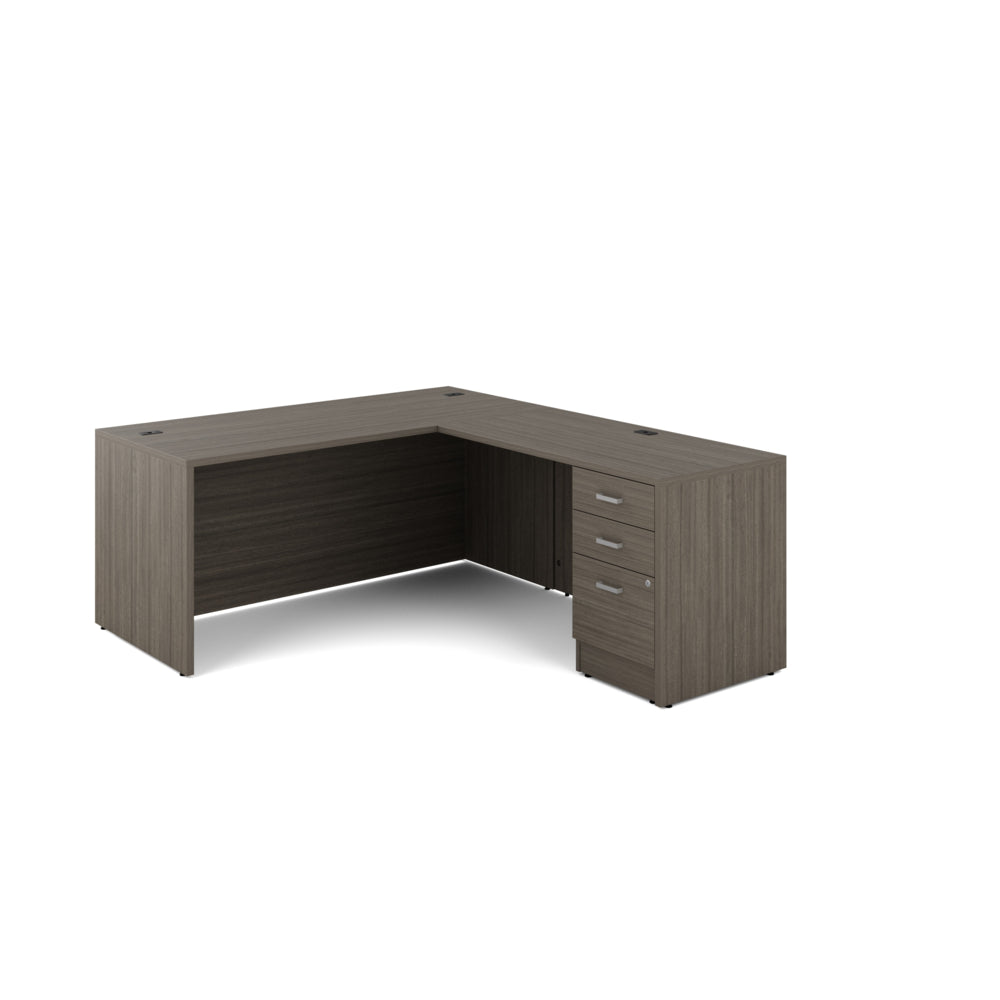 Offices to Go - Newland L-Shaped Workstation - 2 Drawer - 66" W x 78" D - Grey