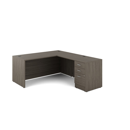 Offices to Go - Newland L-Shaped Workstation - 2 Drawer - 66" W x 78" D - Grey