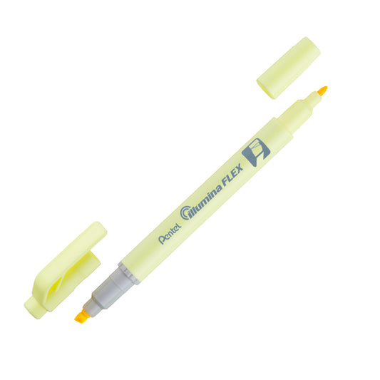 Surligneur liquide Pentel Illumina Flex à double pointe – Pointe biseautée et pointe ogive – Jaune – Lot de 10