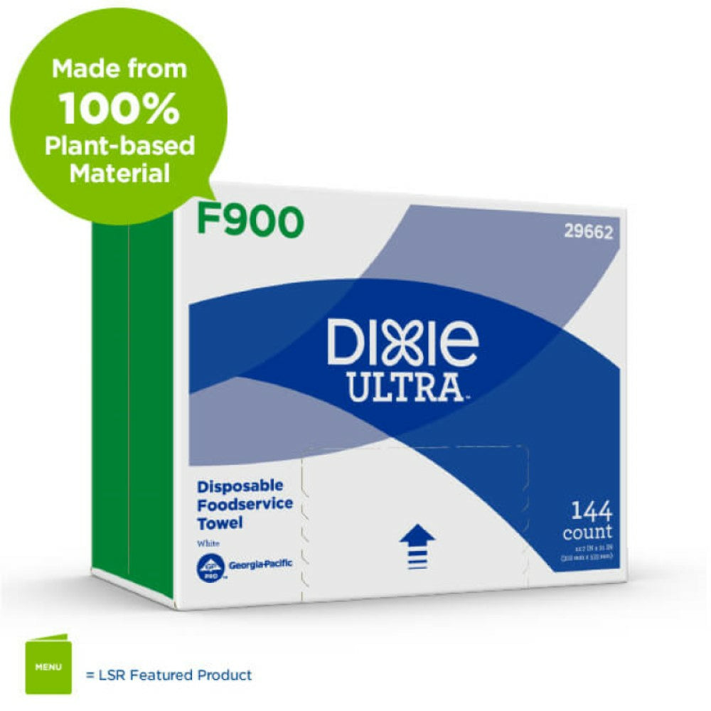 Serviettes jetables Dixie Ultra F900 pour la restauration - Blanches - 144 serviettes par boîte