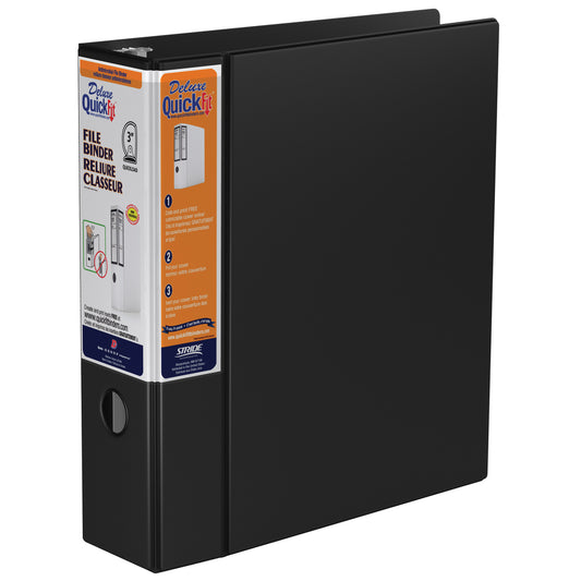 Classeur de luxe à 3 anneaux Davis Group QuickFit 3" - Noir