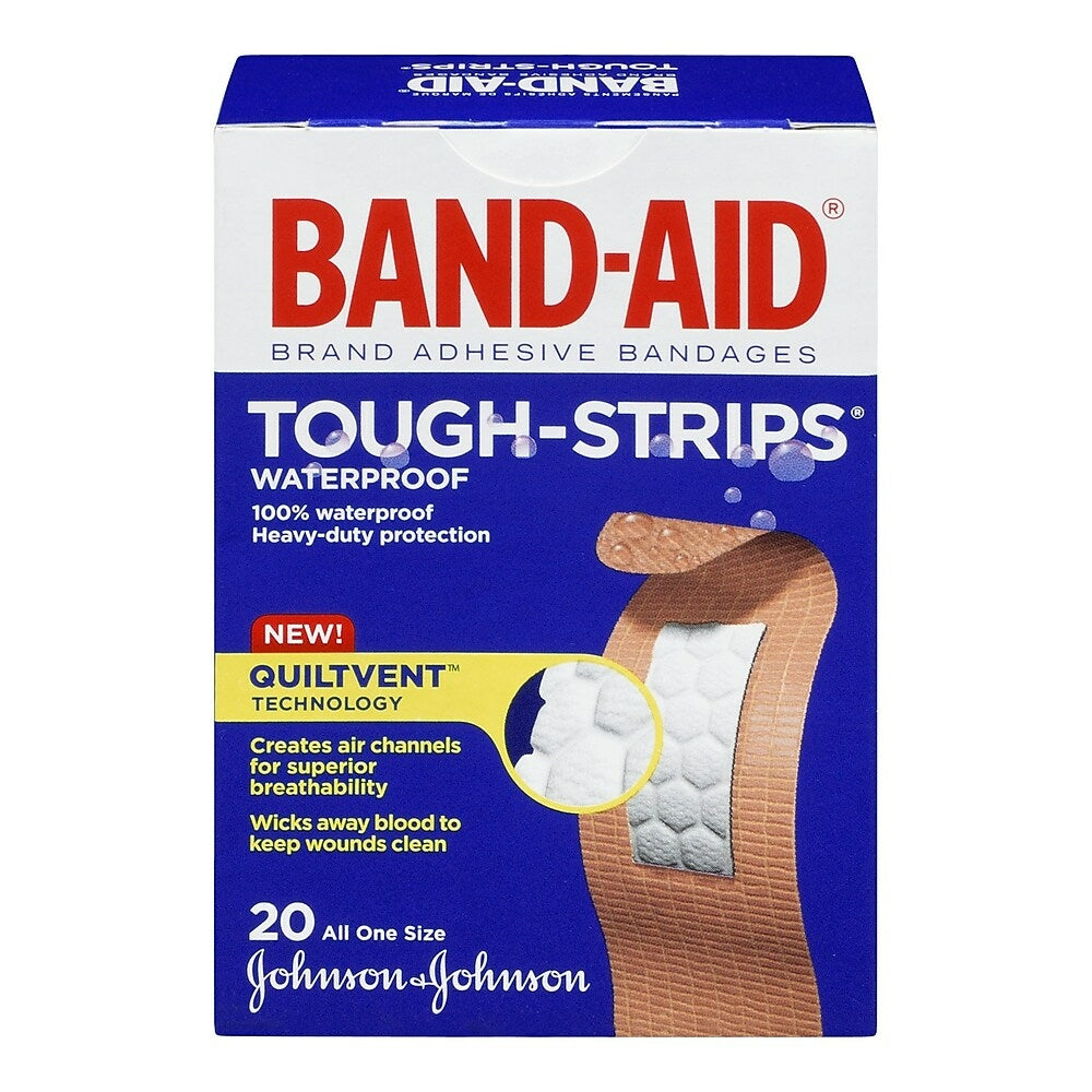 BAND-AID Brand TOUGH-STRIPS Waterproof Bandages, One Size, 20 Pack