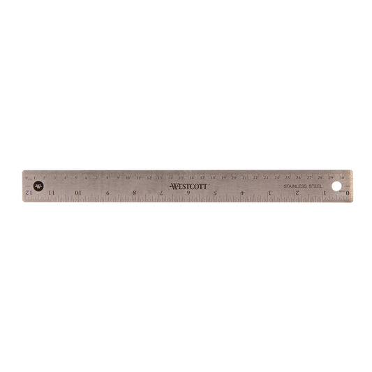 Règle Westcott en acier inoxydable - 30 cm/12" - Argent