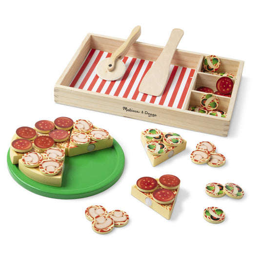 Melissa & Doug Wooden Pizza Party Play Food Set