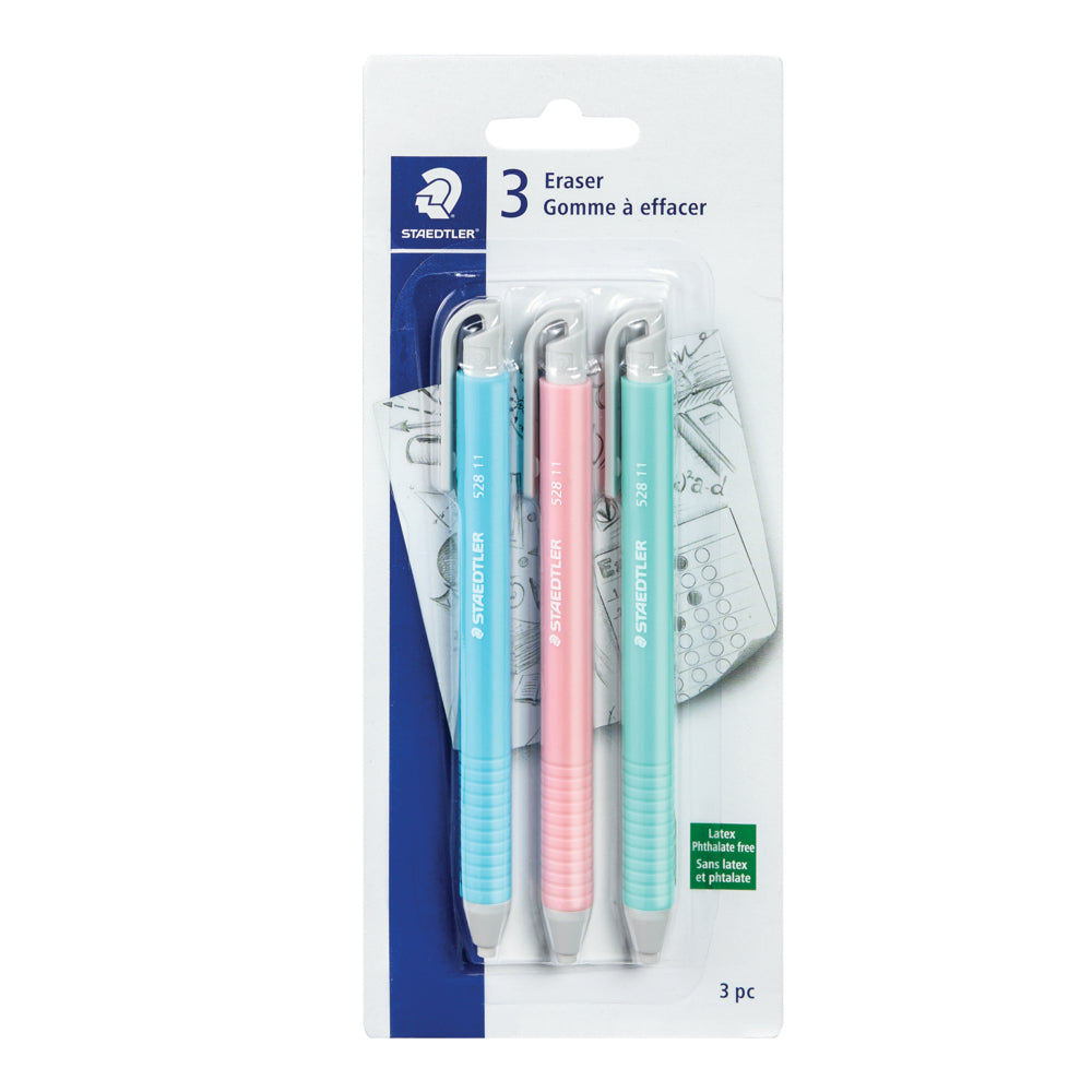 Staedtler Retractable PVC-Free Eraser - Assorted - 3 Pack