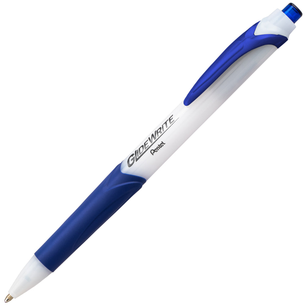 Pentel GlideWrite Ballpoint Pen with TechnIFlo Ink - 1.0mm Bold Point - Blue Ink - 12 Pack