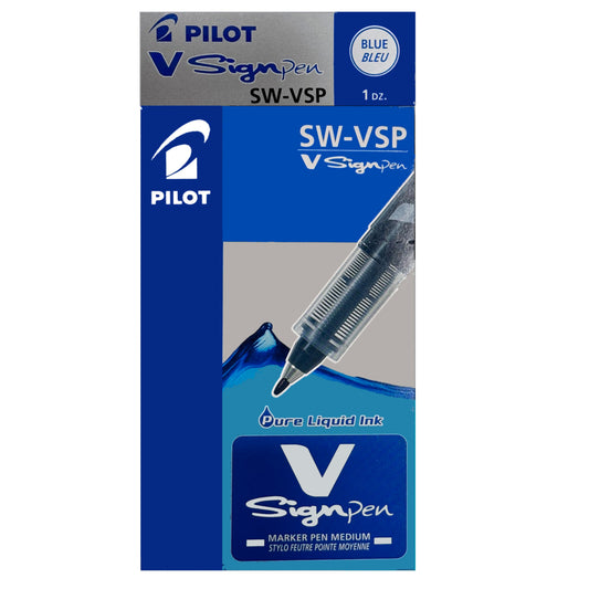 Pilot V SignPen Felt Tip Pen Water Based Liquid Ink - Medium point - 2.0 mm - Blue - 12 Pack
