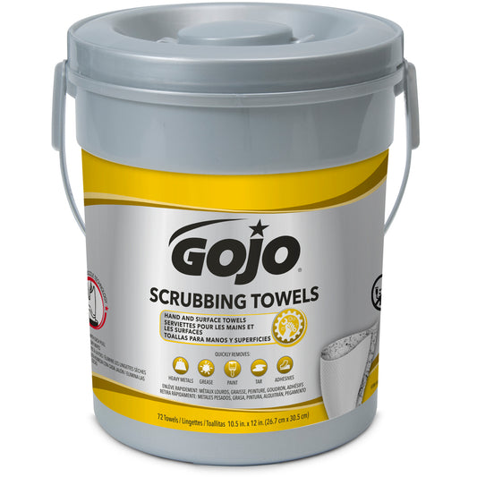 Gojo Heavy Duty Scrubbing Hand Towels - 10.5" x 13" - White - 6 Packs of 72 Towels