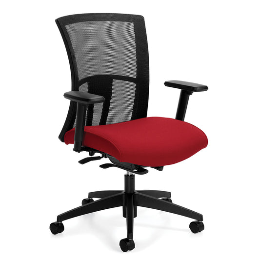 Global Vion Mesh Medium Back Chair - Jenny Fabric - Berry