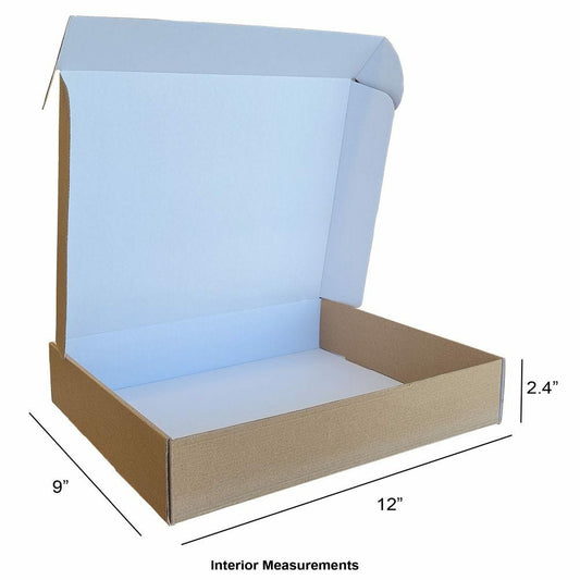 Eddie's Shipping Corrugate Boxes - 12" L x 9" W x 2.40" H - Kraft - 50 Pack